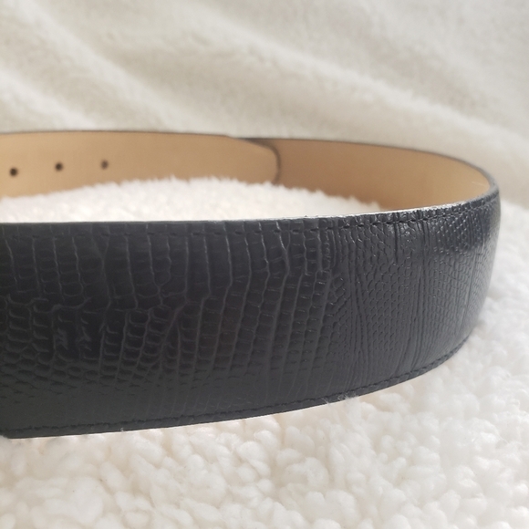 BRIGHTON Women's Black Leather Belt Silver and Gold Tone Buckle Scroll Work - Picture 5 of 14